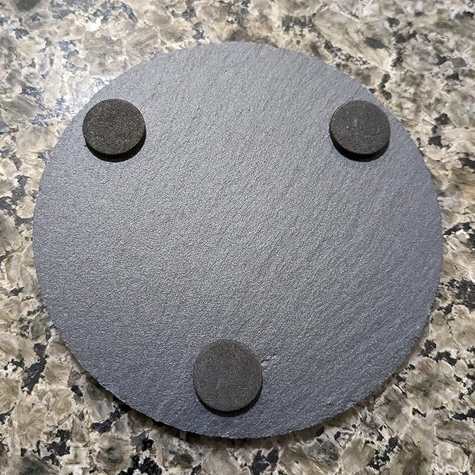 Coast in Style: Rustic Slate Coasters with Motorcycle Design - Round Slate - Set of 6