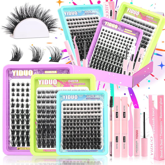 3 Styles Lash Clusters Kit Bulk Packs with 2×Bond&Seal Volume/Manga/ultra/Dramatic Eyelash Extensions 8-18mm lashes Clusters Kit Wispy D Curl Individual Fake Eyelashes Kit DIY at Home Easily-BrightBean Baby
