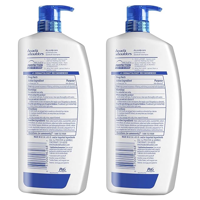 Head and Shoulders Shampoo, Daily-Use Anti-Dandruff Paraben Free Treatment, Dry Scalp Care with Almond Oil, 32.1 fl oz, Twin Pack (Pack of 2)-BrightBean Baby