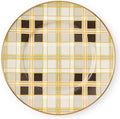 MACKENZIE-CHILDS Enamel Salad and Dessert Plate, Small Plate for a Dessert or Appetizer Dish, 8 Inches, Brown-and-White Tartan Mocha