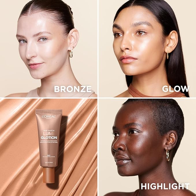 L'Oreal Paris Makeup True Match Lumi Glotion, Natural Glow Enhancer, Illuminator Highlighter, Bronzing Drops For a Sun-Kissed Glow, 903 Medium-BrightBean Baby