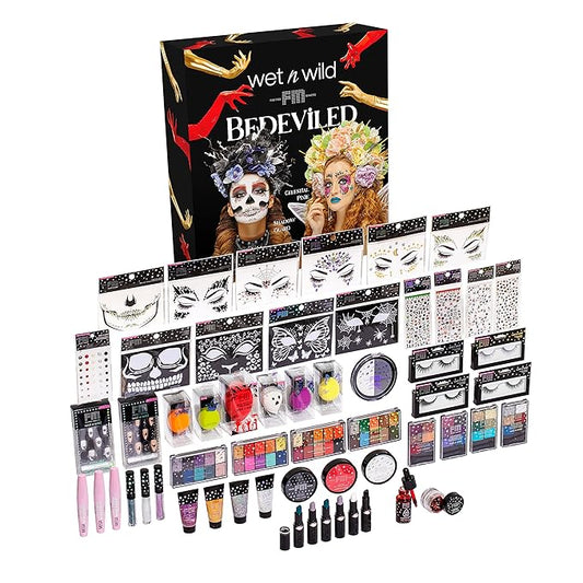 wet n wild Fantasy Makers Bedeviled Halloween PR Box - Makeup Set with Versatile Brushes, Unique Sponges,Vibrant Buildable & Blendable Palettes, & Lip Glosses for Unique Looks, Cruelty-Free & Vegan-BrightBean Baby