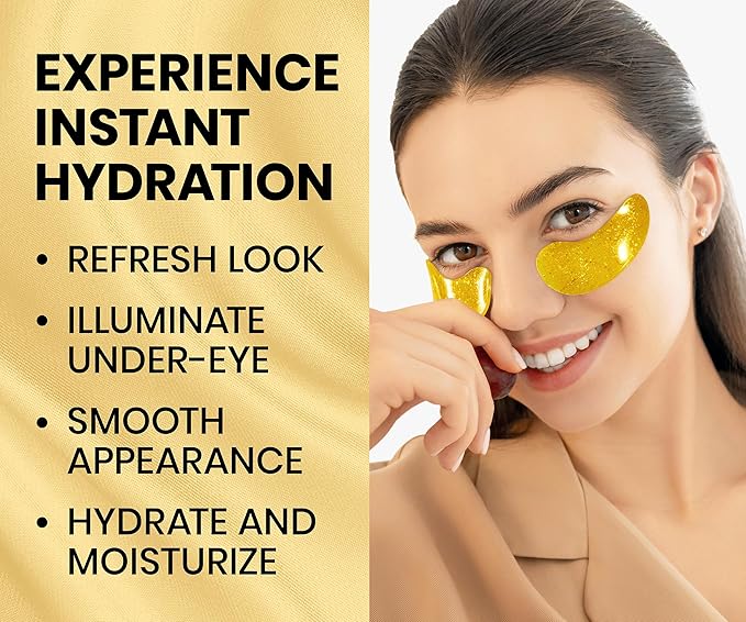 Stylia Under Eye Patches for Dark Circles and Puffy Eyes (30 Pairs) - 24k Gold Under Eye Mask with Vitamin C, Hyaluronic Acid, Pearl Extract - Eye Masks for Dark Circles and Puffiness-BrightBean Baby