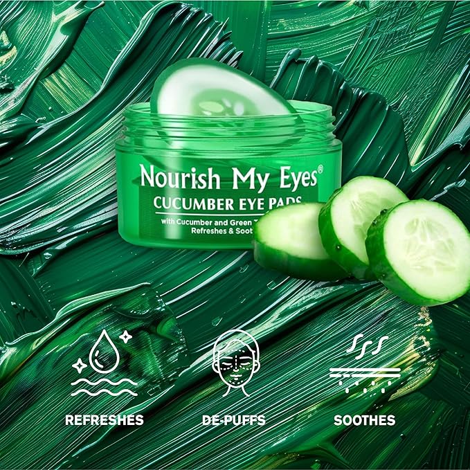 Fran Wilson NOURISH MY EYES Cucumber and Green Tea Pads - 36 Pads each At-Home Spa Treatment to reduce puffiness Revitalize Your Eyes: Easy-to-Use Cucumber Eye Pads for Dark Circles (Pack of 2)-BrightBean Baby