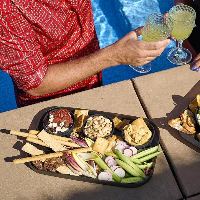 madesmart dipware 3 Bowl Serving Tray, Collapsible & Removable Dip Bowls for Charcuterie, Guacomole, Snacks, Veggies, Premium Dishwasher & Microwave Safe, Multipurpose Plate & Bowl, Terracotta