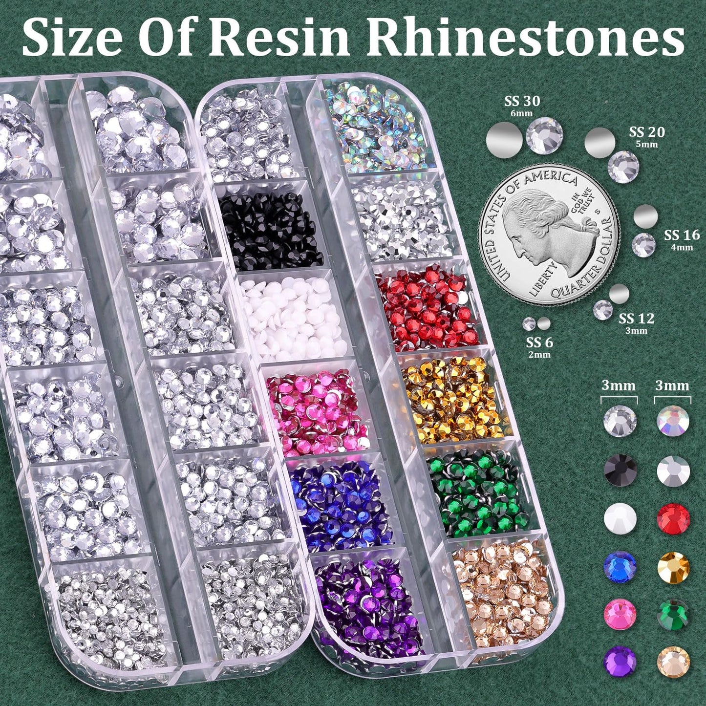 Resin Rhinestones for Crafting with B7000 Jewelry Glue, 2 Boxes Clear+Mix Colors Flatback Crystals with 3Pcs 10ml Glue for Bedazzling Crafts DIY Nail Art Makeup, Gems for Clothing Shoes-BrightBean Baby
