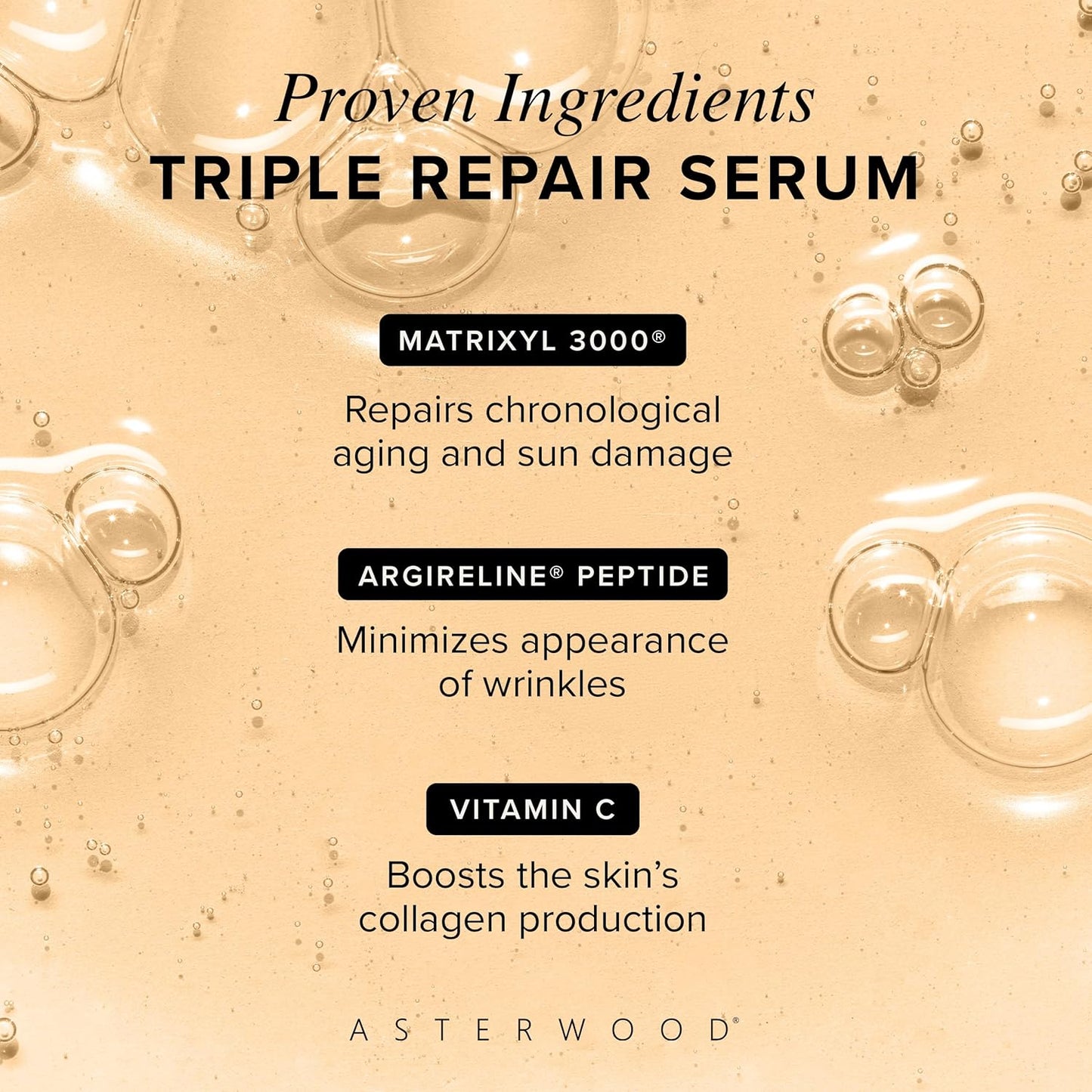 Asterwood Triple Repair Matrixyl 3000 + Argireline + Hyaluronic Acid + Vitamin C Serum for Face - Anti-Aging, Collagen Boosting, Hydrating - Fragrance-Free - 4 Fl Oz-BrightBean Baby