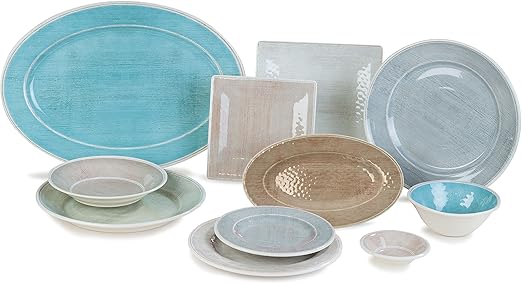 Carlisle FoodService Products Grove Reusable Plastic Plate Square Plate with Rim for Home and Restaurant, Melamine, 8.5 Inches, Smoke, (Pack of 12)