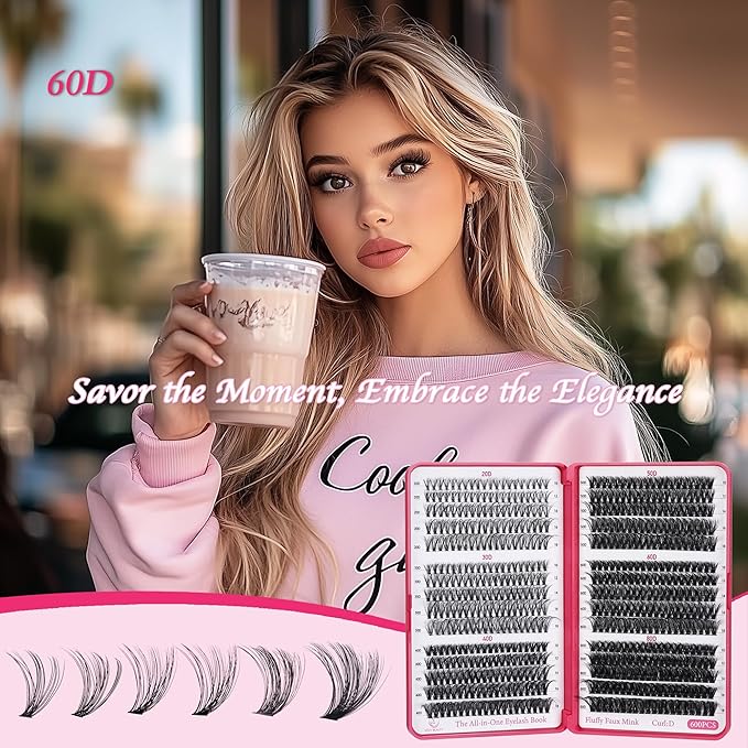 Lash Clusters 600PCS - Eyelash Clusters 20D+30D+40D+50D+60D+80D Wispy Individual Lashes D Curl Lash Extension 10-18MM Natural Lash Clusters DIY Cluster Eyelash Extensions for Beginners-BrightBean Baby
