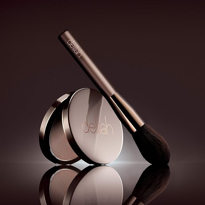 delilah - Sunset - Matte Bronzer Compact - Light Medium - Easily Blendable - Silky texture, Lightweight, Long-lasting, Natural hydration - Sun Kissed glow - Paraben Free - Cruelty-Free - 0.39 Oz-BrightBean Baby