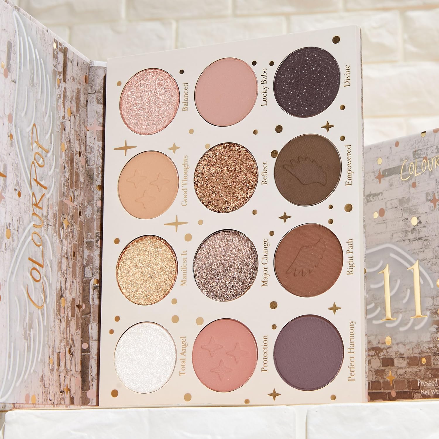 ColourPop 11:11 Eyeshadow Palette - Warm Nude Eye Makeup Palette with Matte, Metallic, Matte Sparkle & Glitter Finishes - High-Pigment Eye Makeup with a Long-Wearing Formula (0.46 oz)-BrightBean Baby