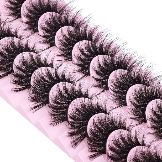 FANXITON False Eyelashes Fluffy Mink Lashes 20 mm Cat Eye Lashes Long 5D Wispy Dramatic 10 Pairs Pack-BrightBean Baby