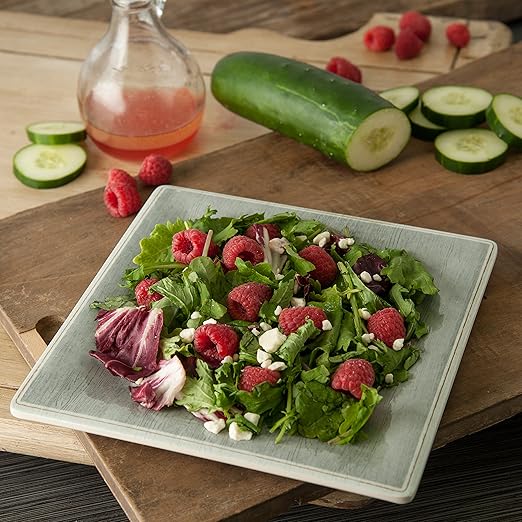 Carlisle FoodService Products Grove Reusable Plastic Plate Square Plate with Rim for Home and Restaurant, Melamine, 8.5 Inches, Smoke, (Pack of 12)