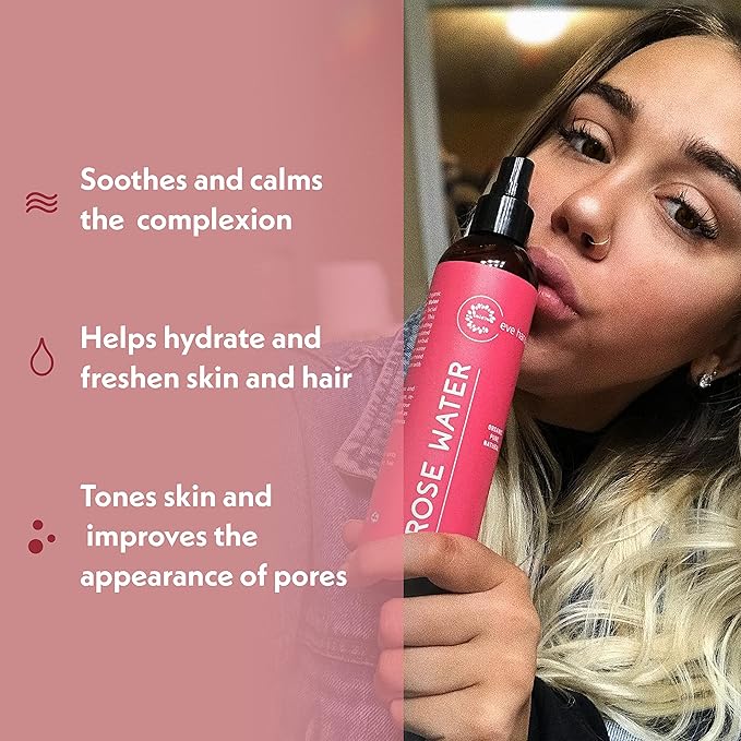Eve Hansen Organic Rose Water Spray – Pure Rosewater Face & Hair Mist for Hydration & Refreshing Glow | Facial Toner & Makeup Setting Spray | Alcohol-Free & Vegan | 4 oz-BrightBean Baby