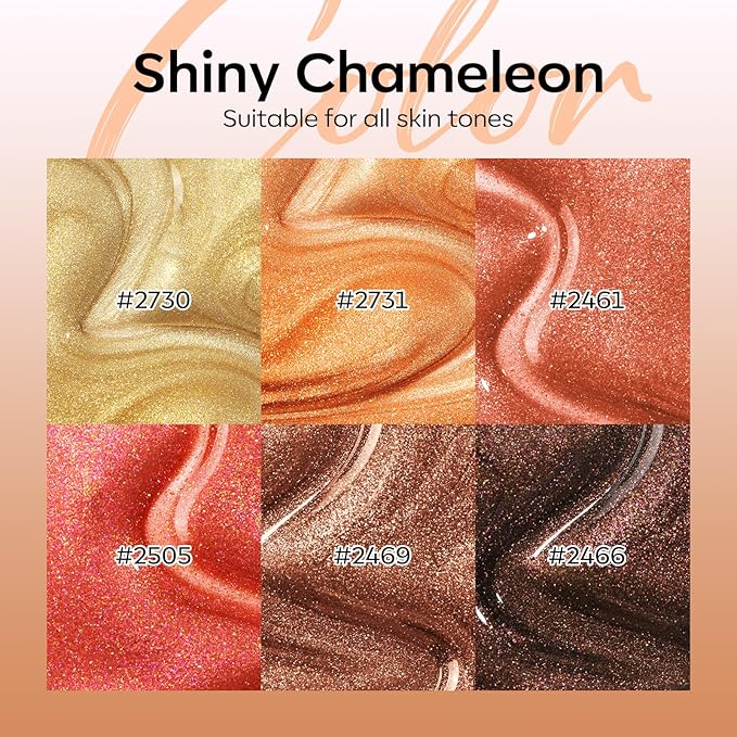 modelones Chameleon Gel Nail Polish Set, 6 Colors Fall Gel Polish Kit Glitter Shimmer Brown Orange Yellow Soak Off LED Nail Lamp Home Gift DIY Salon For Women Girl-BrightBean Baby