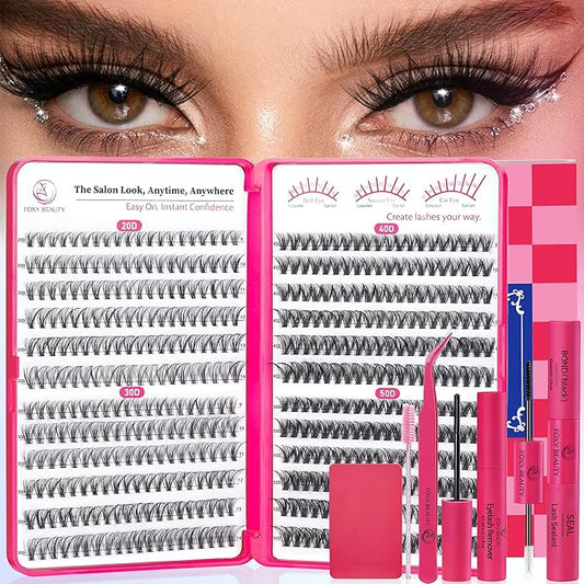 Waltz Lash Clusters Kit - Lash Clusters Lash Extension Kit with Bond and Seal Eyelash Cluster 20D30D40D50D-0.07D Cluster Eyelash Extensions Eyelash Extension Kit DIY at Home-BrightBean Baby