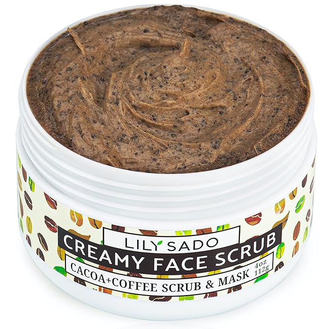 LILY SADO LILY SADO Cocoa & Coffee Creamy Face Scrub - Best Exfoliating VEGAN Facial Cleanser for Women & Men - Natural Face Wash Exfoliates & Energizes Skin, Treats Acne & Reduces Pore Size - 4 oz-BrightBean Baby