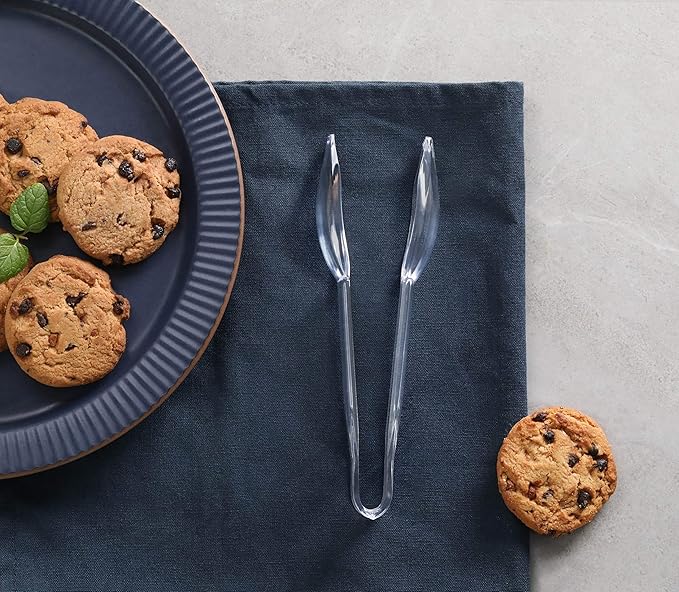 New Star Foodservice 35582 High Heat Plastic, Straight Edge Utility Tong, 6", Clear, Set of 12