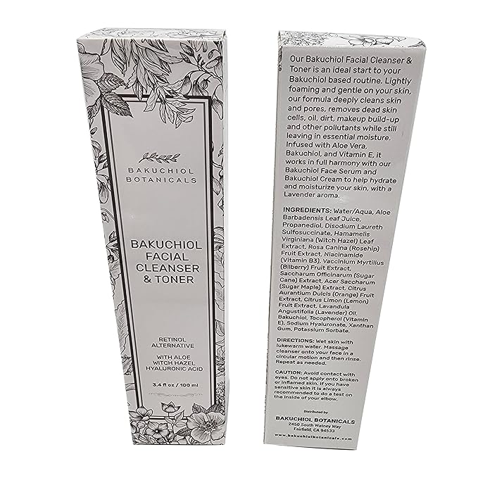 Bakuchol Botanicals Gift Set with Travel Case, Includes Face Serum, Toner & Cleanser All-in-One, Eye Cream, Moisturizer-BrightBean Baby