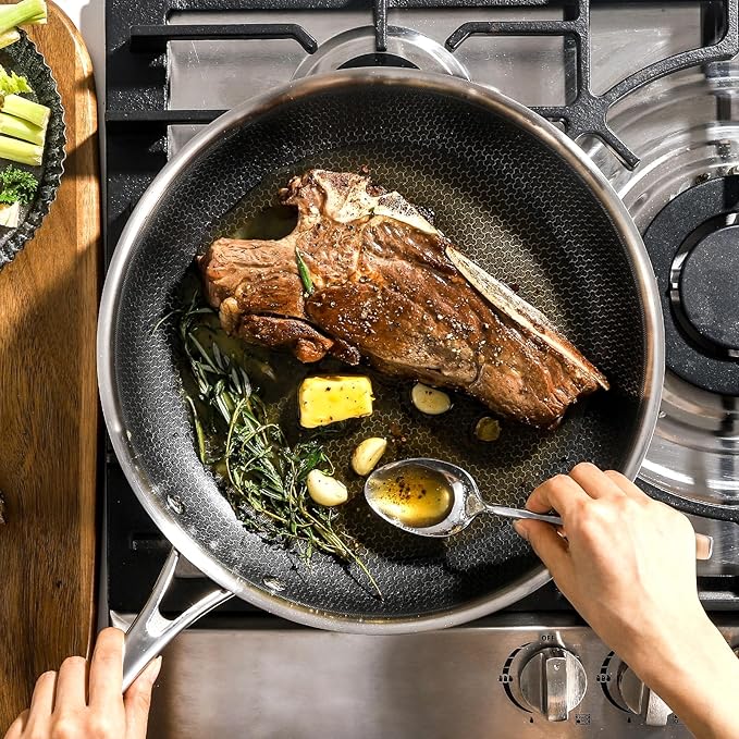 DELUXE Hybrid Ceramic Nonstick 12-Inch Fry Pan with Glass Lid
