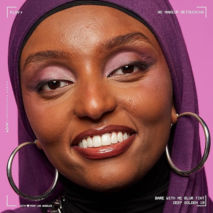 NYX PROFESSIONAL MAKEUP Bare With Me Blur Skin Tint Foundation Make Up with Matcha, Glycerin & Niacinamide - Deep Golden-BrightBean Baby