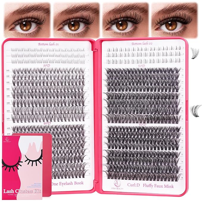CCODDY Lash Clusters Kit - False Eyelash with Bottom Lashes - 748 Pieces - Black, Synthetic, Lightweight & Soft Fibers - D Curl Upper & 5-7MM Bottom - No Adhesives Included-BrightBean Baby