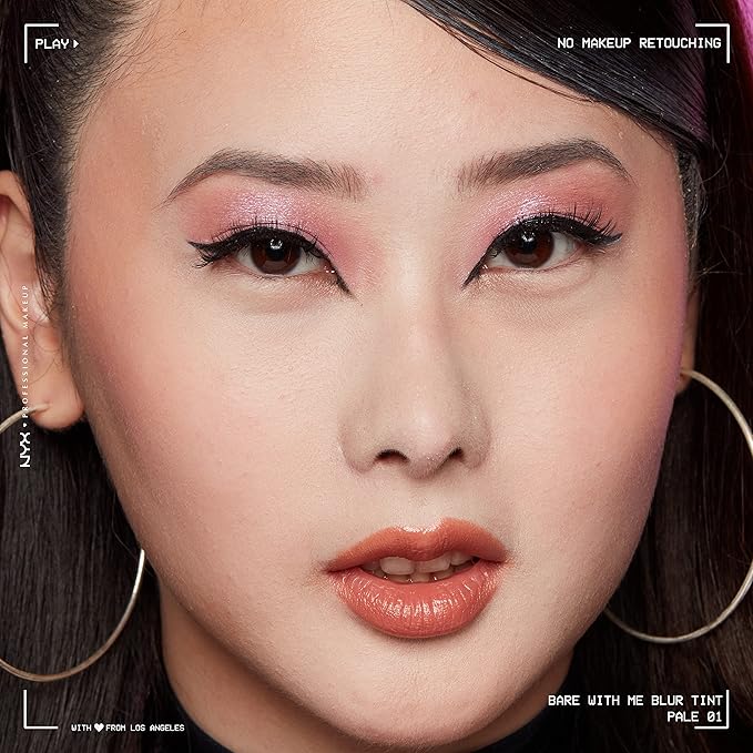 NYX PROFESSIONAL MAKEUP Bare With Me Blur Skin Tint Foundation Make Up with Matcha, Glycerin & Niacinamide - Pale-BrightBean Baby