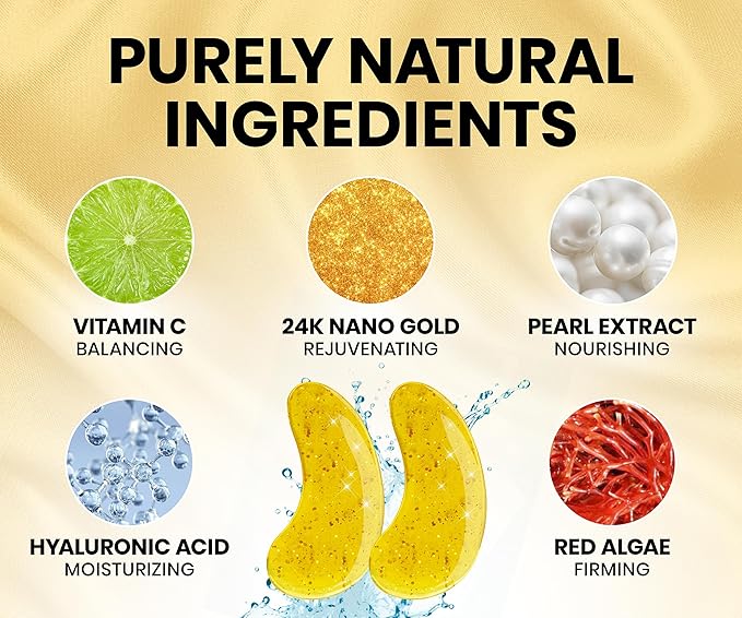 Stylia Under Eye Patches for Dark Circles and Puffy Eyes (30 Pairs) - 24k Gold Under Eye Mask with Vitamin C, Hyaluronic Acid, Pearl Extract - Eye Masks for Dark Circles and Puffiness-BrightBean Baby