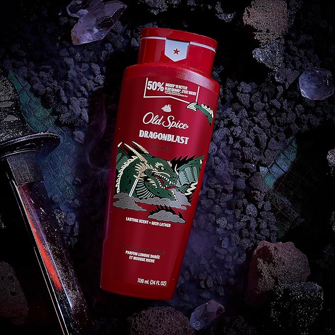 Old Spice Body Wash for Men, Dragonblast, Long Lasting Lather, 24 fl oz (Pack of 4)-BrightBean Baby