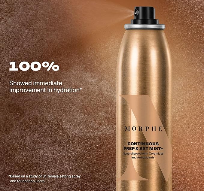 Morphe Mini Continuous Prep & Set Setting Spray - Hydrating Setting Spray for Makeup & Skin Prep - Enriched with Ceramides and Antioxidants for a Radiant Finish (3 Count, 1.3 fl oz)-BrightBean Baby