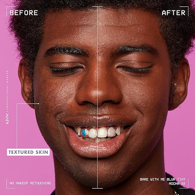 NYX PROFESSIONAL MAKEUP Bare With Me Blur Skin Tint Foundation Make Up with Matcha, Glycerin & Niacinamide - Mocha-BrightBean Baby