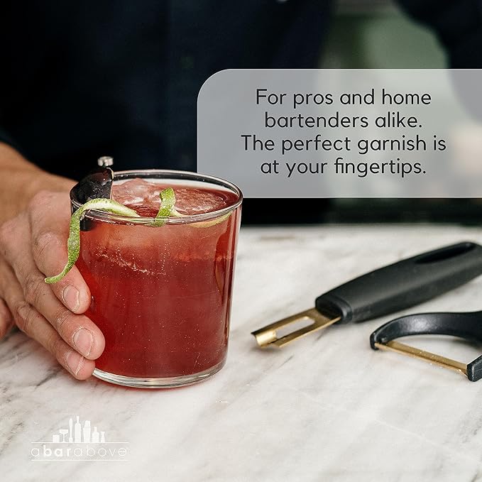 A Bar Above White Handle Stainless Steel Channel Knife, Professional Garnish Peeler for Citrus, Cocktail Zester and Kitchen Tool for Chefs, Bartenders, and Home Entertaining