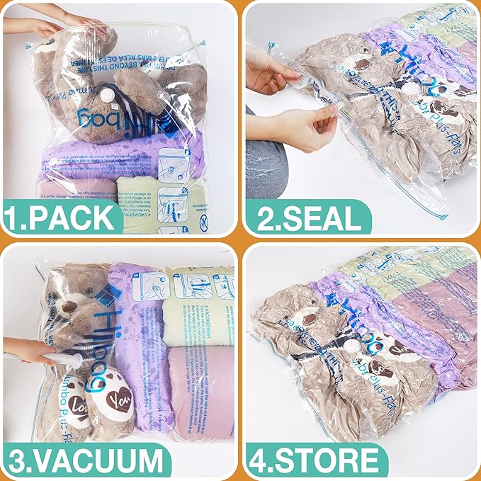 XXL Jumbo 47''X35'' Vacuum Storage Space Saver Bags Extra Large for Blanket, Bedding, Comforters (8 Pack)-BrightBean Baby