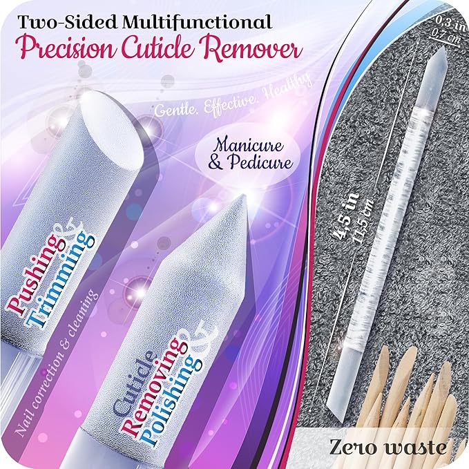 GLADZY Czech Glass Nail File Set - Multifunctional Nail Shiner Buffer, Callus Remover Foot Rasp, Glass Cuticle Pusher Manicure Stick, Etched Surface, Professional Nail Care Tool, Made in EU-BrightBean Baby