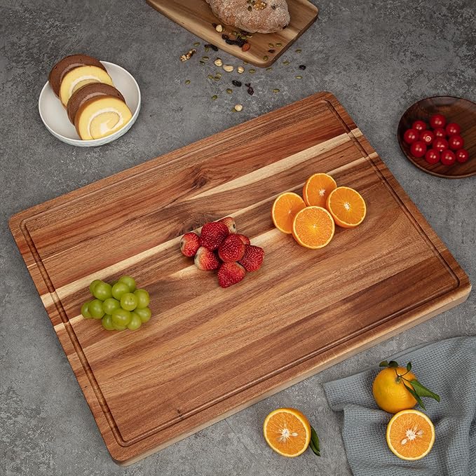 GAOMON 20x15 Inch Acacia Cutting Board for Kitchen, Large Wooden Cutting Board with Juice Groove, 1.5" Thick Chopping Board for Meat Vegetables and Cheese, Charcuterie Board