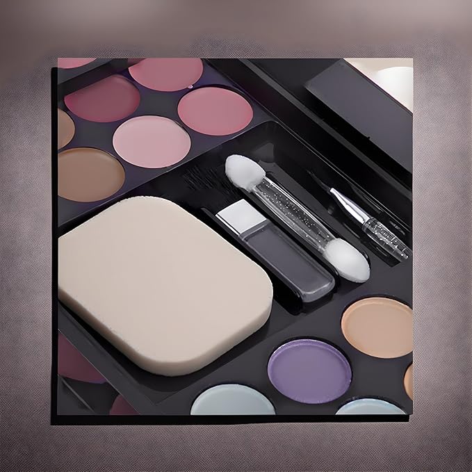Ladies vegan girl makeup kits all in one box set cosmetic Eye shadow Palette matte gift makeup kit full blush makeup set (Multi Colored)-BrightBean Baby