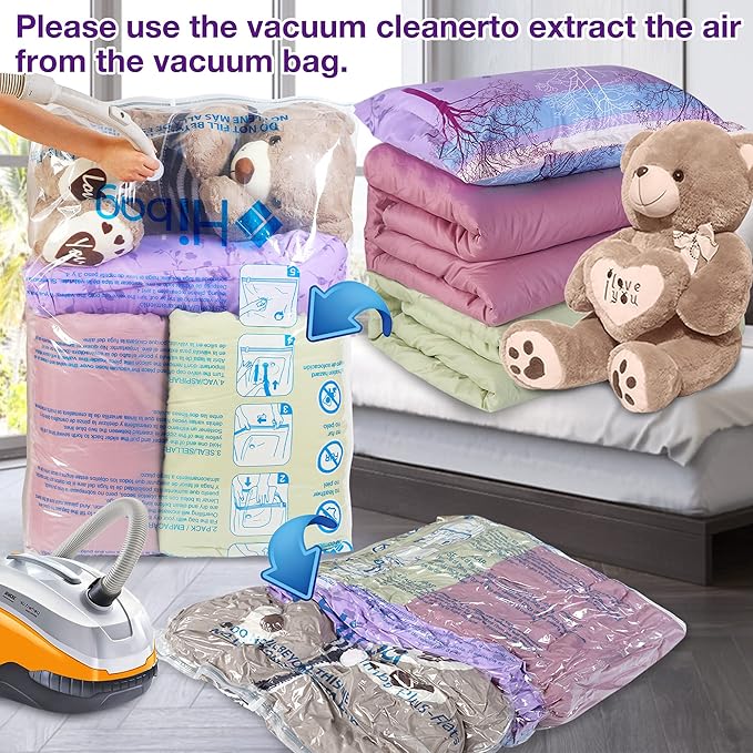 XXL Jumbo 47''X35'' Vacuum Storage Space Saver Bags Extra Large for Blanket, Bedding, Comforters and Huge Stuffed Toy (6 Pack)-BrightBean Baby