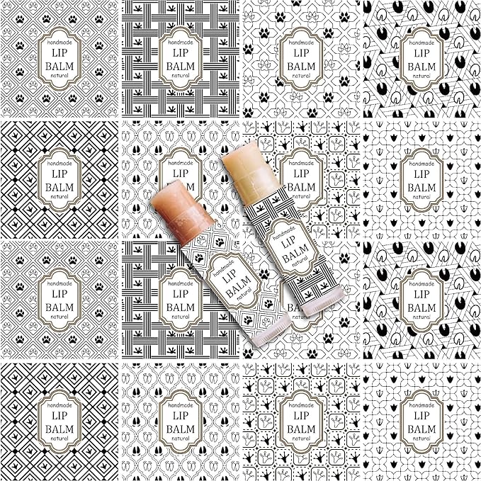 CRASPIRE 80Pcs 8 Styles Lip Balm Sticker Vintage Pattern Self-Adhesive Homemade Lip Balm Labels Vintage Square DIY Label Stickers for Lip Balm Containers Cosmetics Lipsticks-BrightBean Baby