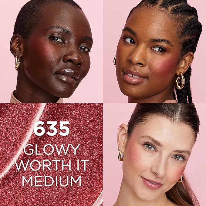 L'Oreal Paris True Match Lumi Le Liquid Blush, Intense Lightweight Blush Formula With Liquid Pigments, Glowy Worth It Medium, 0.33 Fl Oz