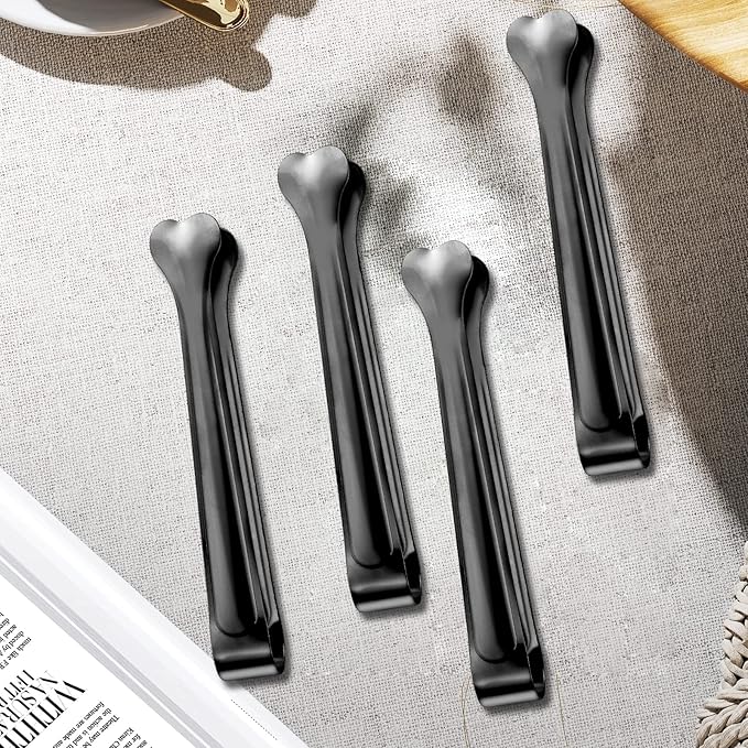 18 Pack Premium Small Serving Tongs, Mini Stainless Steel Appetizer Tongs Black 4.33Inch