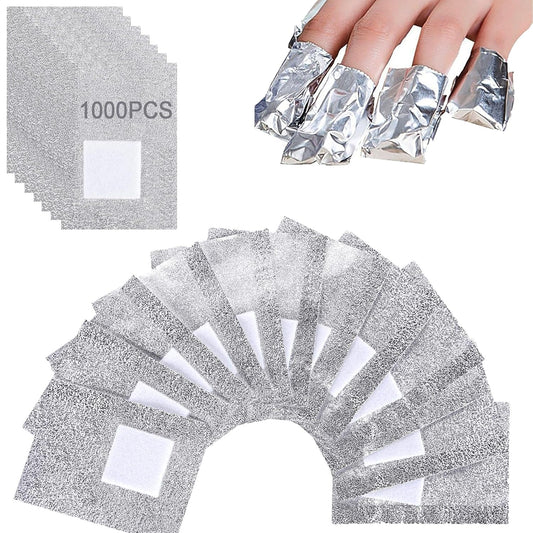 1000PCS Nail Polish Remover Foil Wraps, Nail Polish Remover Wrap with 1.18'' Pre-attached Lint Free Cotton Pads, Foil Wraps Aluminium Soak Off Gel Nail Polish Removal Tool Finger-BrightBean Baby