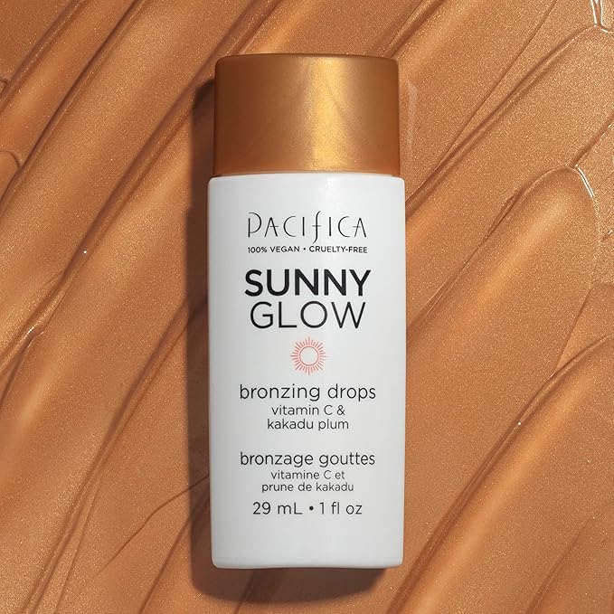 Pacifica Sunny Glow Liquid Face Bronzer Drops - Face Makeup Bronzing For Face & Cheeks for Instant Sun-Kissed Glow - Vitamin C & Glycolic Acid Infused Liquid Bronzer Illuminating Highlighting Clean-BrightBean Baby