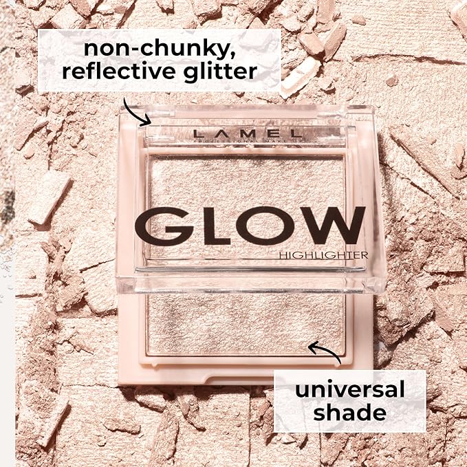 LAMEL Glow Highlighter: Face Make Up & Contour Palette in Deep, Vibrant Colors - Natural Shimmer - Compact Size & Perfect for Travel - Cruelty Free - 3.8gr/0.13 oz 401 (Luna)-BrightBean Baby