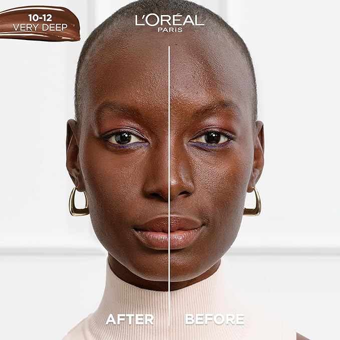 L'Oreal Paris True Match Nude Hyaluronic Tinted Serum Foundation with 1% Hyaluronic acid, Very Deep 10-12, 1 fl. oz.-BrightBean Baby