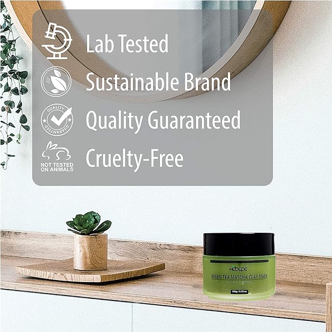 Green Tea Matcha Facial Detox Clay Mask with Mineral Oil, Wash Off Until Dry, Deep Cleaning, Hydrating, Detoxing, Healing, and Relaxing, Pore, and Blackhead Mask-BrightBean Baby