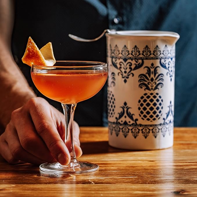 PIÑA BARWARE Seamless Professional Porcelain Mixing Glass – 600mL / 20oz (Traditional Blue Willow Pattern, 4)