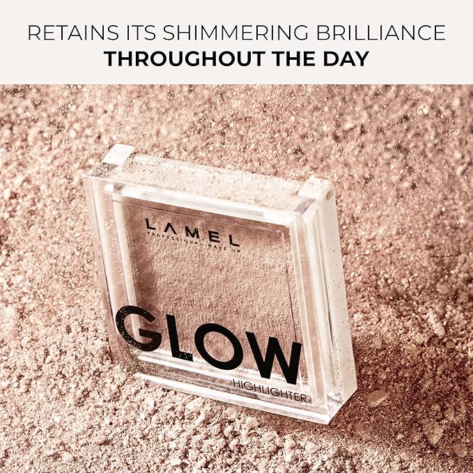 LAMEL Glow Highlighter: Face Make Up & Contour Palette in Deep, Vibrant Colors - Natural Shimmer - Compact Size & Perfect for Travel - Cruelty Free - 3.8gr/0.13 oz 401 (Luna)-BrightBean Baby