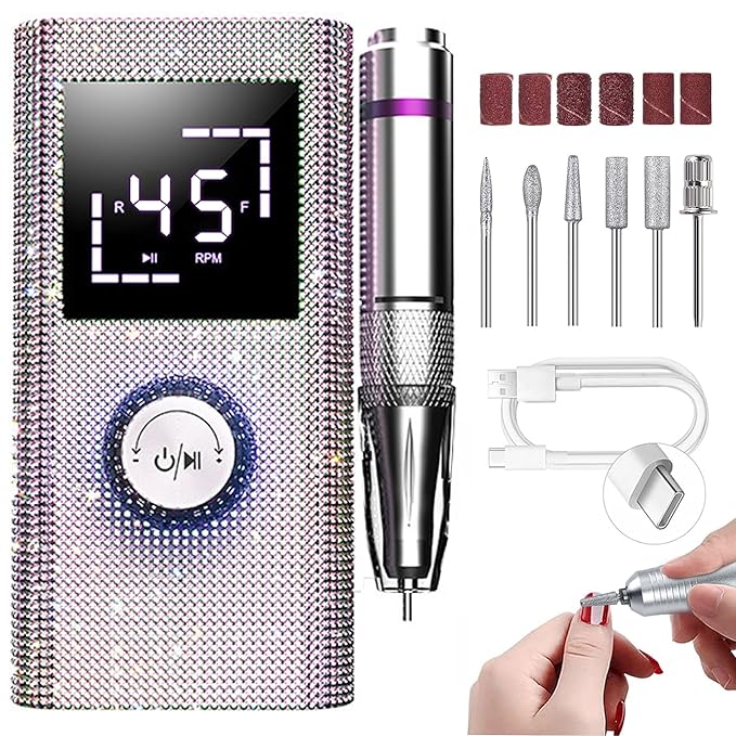 CozyZen Cordless Electric Nail Drill, 45000 RPM Rechargeable Diamond E-File, Portable & Low Noise for Acrylic/Gel Nails, Manicure & Pedicure - Professional & Home Use-BrightBean Baby