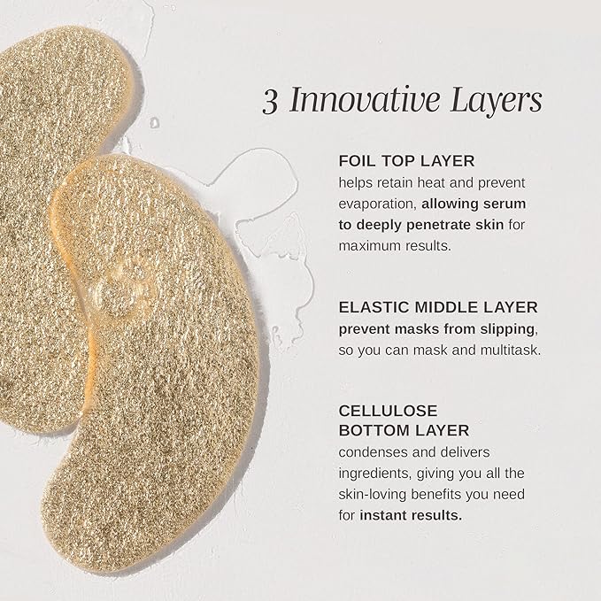 Wander Beauty Baggage Claim - Gold Foil Under Eye Patches For Dark Circles and Puffiness - Under Eye Mask Depuffs & Firms - Brightening Eye Mask for Under Eye Bags (6 Pairs)-BrightBean Baby