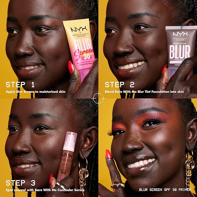 NYX PROFESSIONAL MAKEUP Blurscreen SPF 30 Primer, 3-in-1 Blurring Makeup Primer with Sunscreen, Vegan Formula with No White Cast or Greasy Feeling-BrightBean Baby